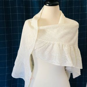 Vintage Lace Wrap Glentex 1950s 60s Cream Ivory Shawl